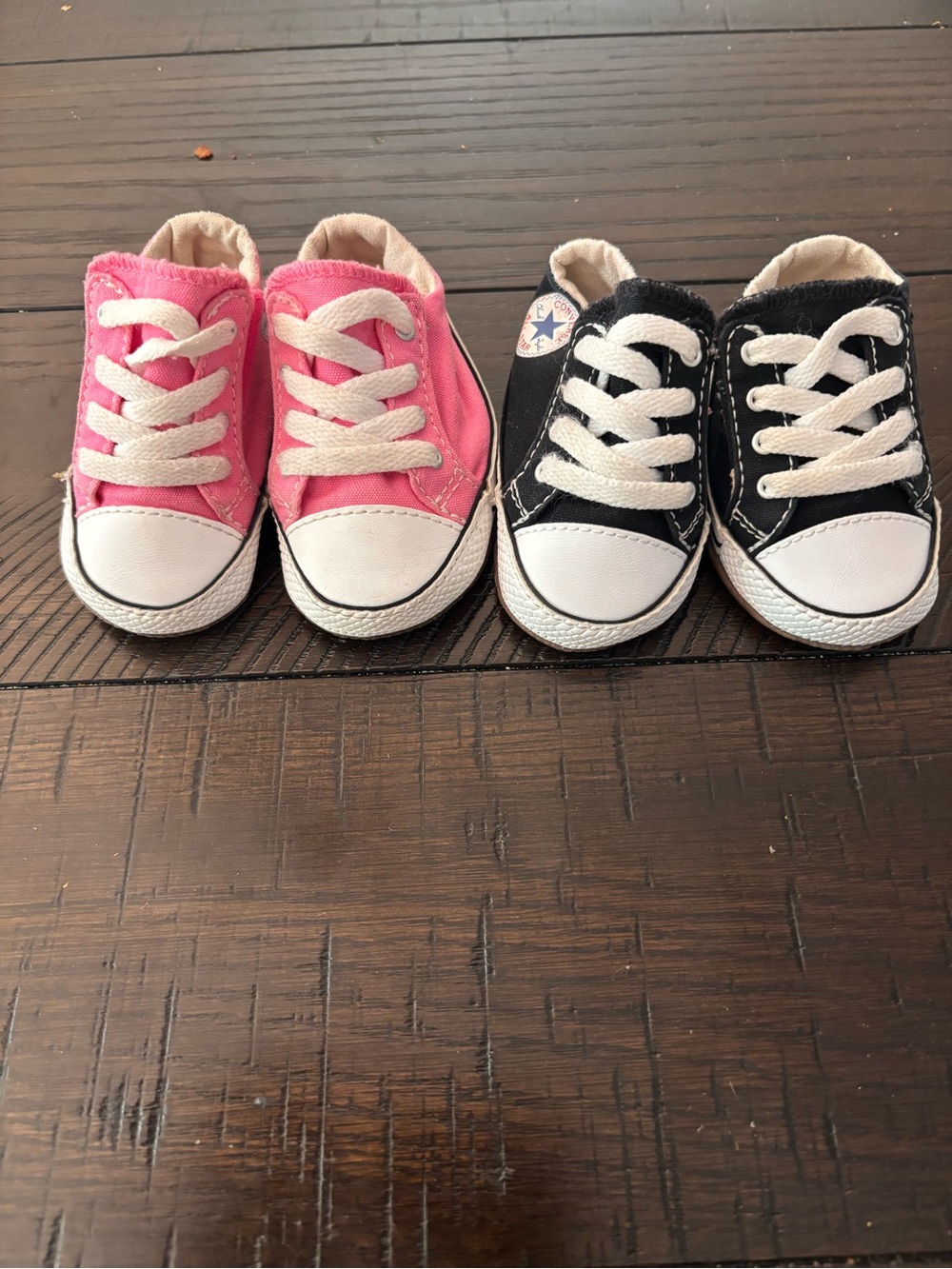 Converse Baby Pink and Black Canvas Sneakers